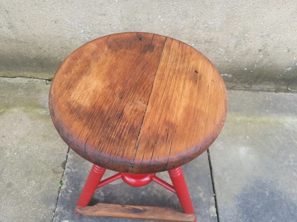 Tabouret à vis réglable tripode en bois Atelier - Photo 4/4