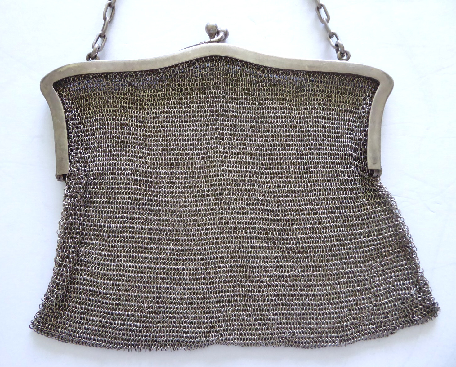 Antique 800 Silver Mesh Evening Purse handbag, 6x… - image 1