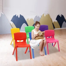 Stackable 6 Pcs School Chairs Kids Plastic Stack Chairs Toddler Chair Multicolor