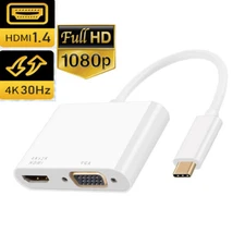 USB 3.1 Type C to HDMI VGA 4K Adapter Cable Multiport Converter for Macbook Pro