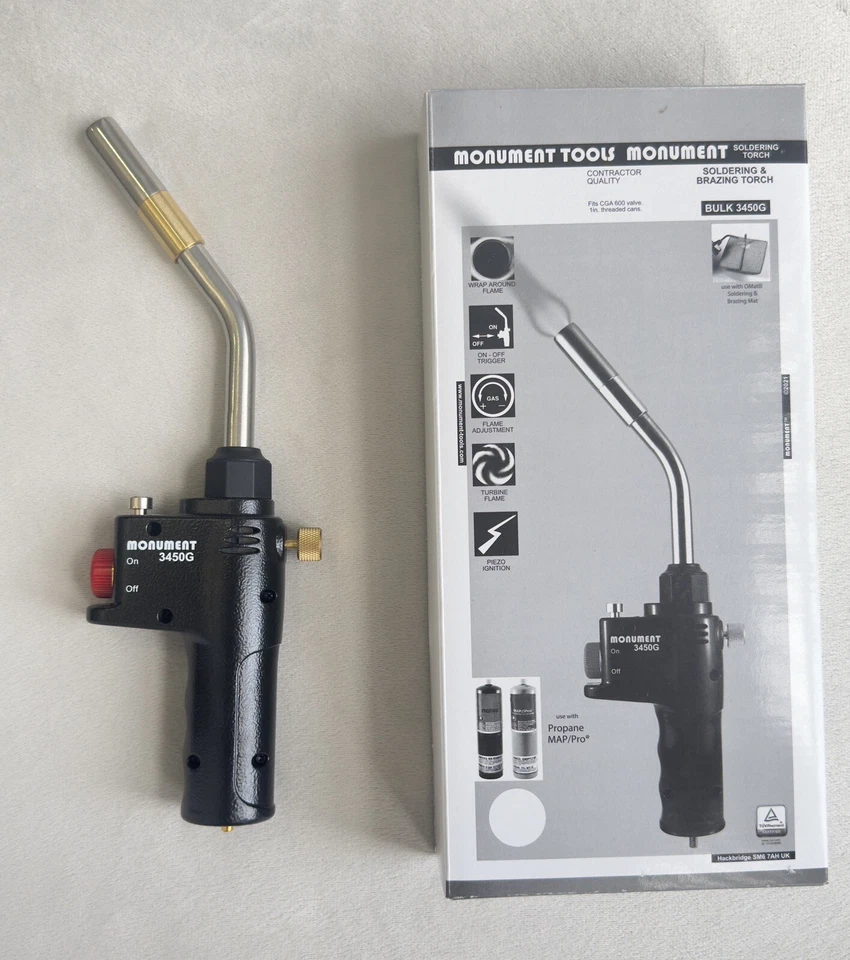 Monument 3450G MAP Gas Plumbing Soldering & Brazing Torch Gun -Brazing Gas torch - Image 2 of 4