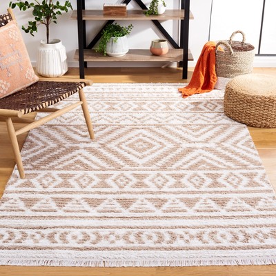 Augustine Collection Accent Rug - 4' x 6', Beige & Ivory, Moroccan Boho Triba...