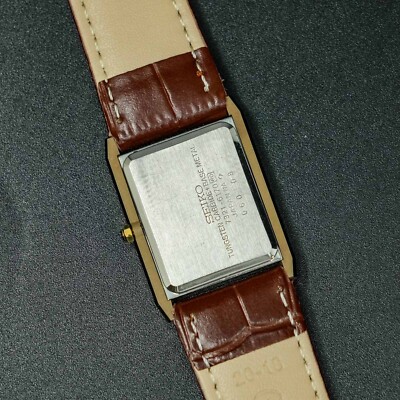 Vintage 1986 SEIKO Dolce 7321-6170 Tungsten Gold Square Tank Men