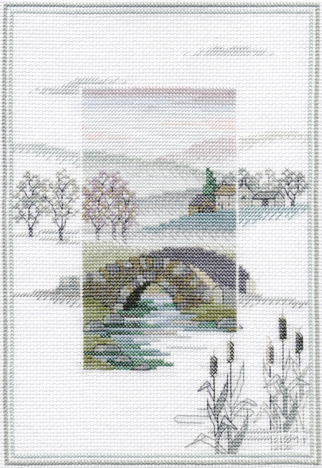 Bothy Threads Derwentwater Misty Mornings Winter Bridge Cross Stitch Kit