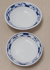 Cameo Porcelain Ceramic Blue & White Nesting Sauce Bowls Pair of 2