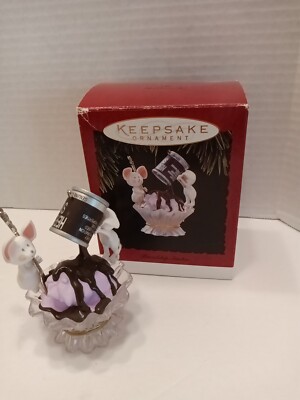 Hallmark Keepsake Friendship Sundae Mice Hershey Syrup Christmas Ornament 1994