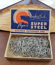 Vtg Prym's Super Steel Sonomor Dressmaker Straight Pins in Original Box, No. 17