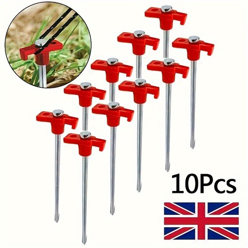 10pcs Heavy Duty Tent Stakes, Metal Tent Pegs Ground Stakes, For Outdoor Camping - Picture 2 of 8