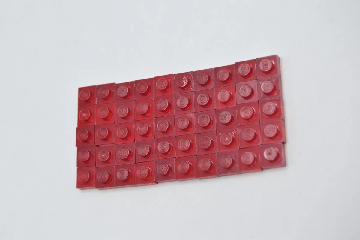 LEGO 50 X Base Plate Transparent Red Trans Red Plate 1x1 3024