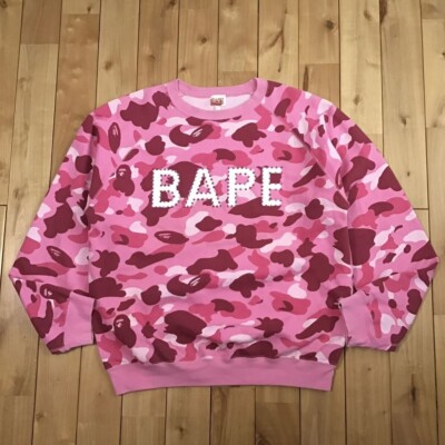 BAPE Pink Swarovski logo sweat shirt Pink camo A Bathing Ape BAPE Pink Swarovski logo sweat shirt Pink camo A Bathing Ape