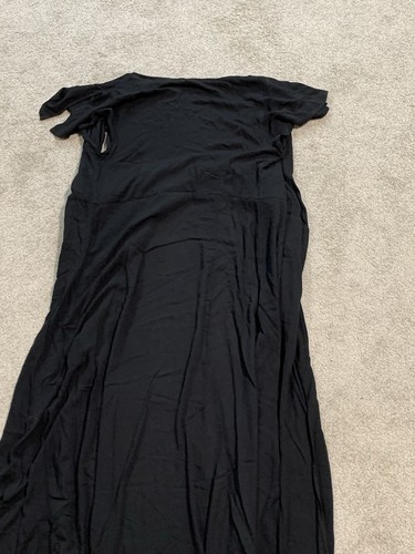 Vestido largo envolvente de crepé Got Style para mujer pequeño negro manga acampanada fluido artístico - Imagen 6 de 15