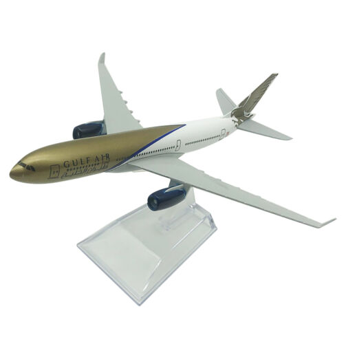 1:400 Scale 16cm GULF A330 Airplane Model W/ Base Alloy Aircraft Plane Decor - Afbeelding 1 van 9