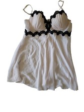 Linea Donatella Ivory Sheer Size Medium Babydoll Lingerie Black Lace Padded