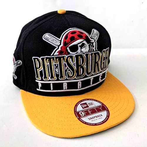 Pittsburgh Pirates Snapback Hat Embroidered Large Medium New Black Yellow 9Fifty - Picture 2 of 8