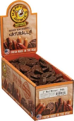 HAPPY HOWIE'S HAPPY HOWIES 2" BEEF BURGERS Bulk CASE Dog Training Treats Chew Dental FRESH