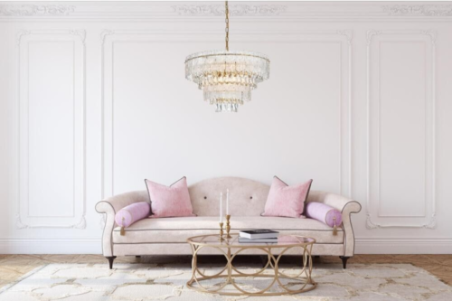 Crystal Chandelier Satin Gold Dining Room Foyer Ceiling 8 Light Fixture 25"