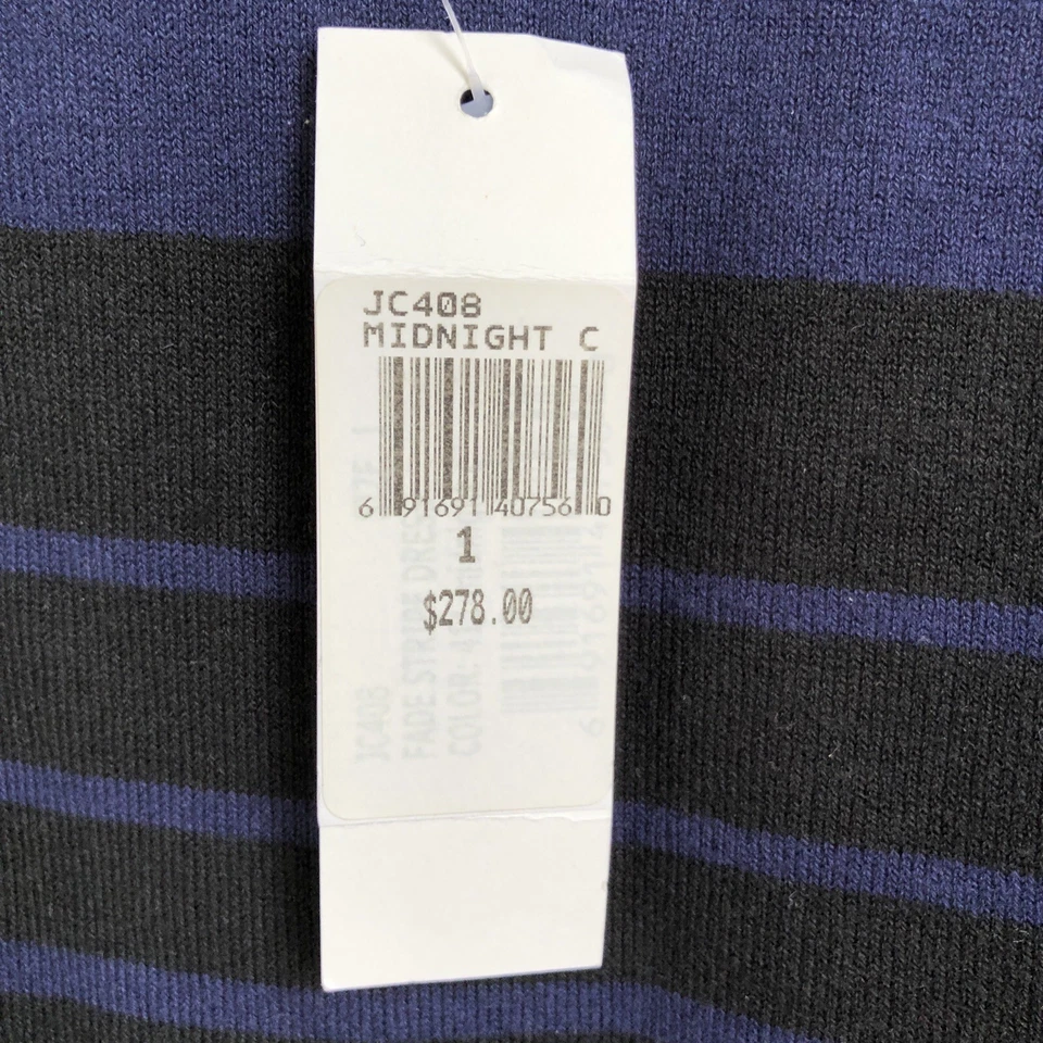 VESTIDO DE PUNTO JOAN VASS Azul Marino NEGRO A RAYAS TALLA 1 MEZCLA DE ALGODÓN Medianoche $278 Foto 3 de 4