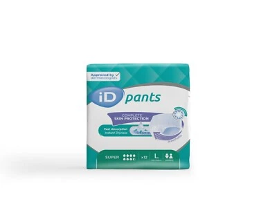 iD Pants Super - Large - 8 Packs of 12 Incontinence Pants - Total 96 Pants
