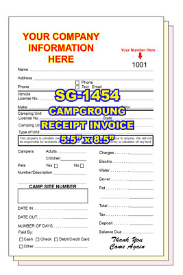 Campground Receipt Invoice 2 or 3 Part Carbonless | eBay