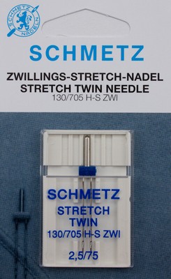 Schmetz Zwillingsnadel Stretch 130/705 H-S ZWI 2,5/75 (2,5 mm breit Twin Needle)