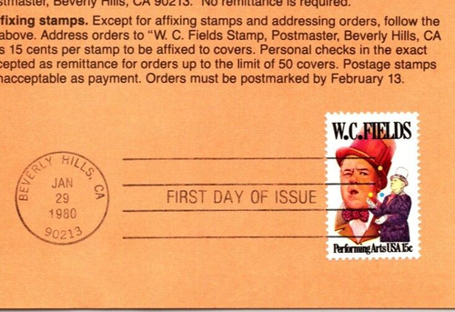 USPS FDC First Day Cover Souvenir Sheet W.C. Fields Scott #1803 - Picture 2 of 3