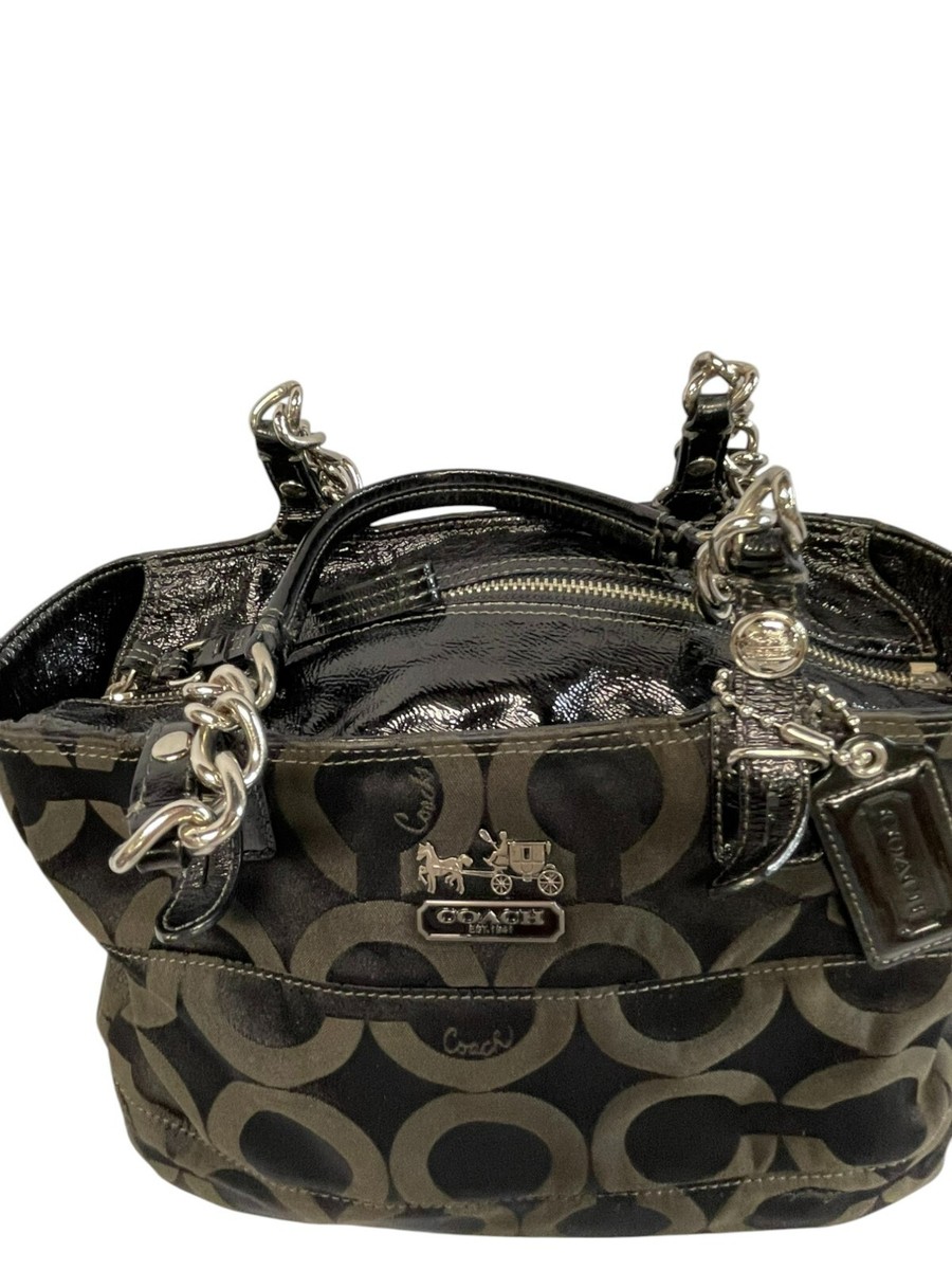 00's old coach enamel hand bag BLACK 黒 Vintage, Original Coach Hand Bag, Genuine Leather. Black