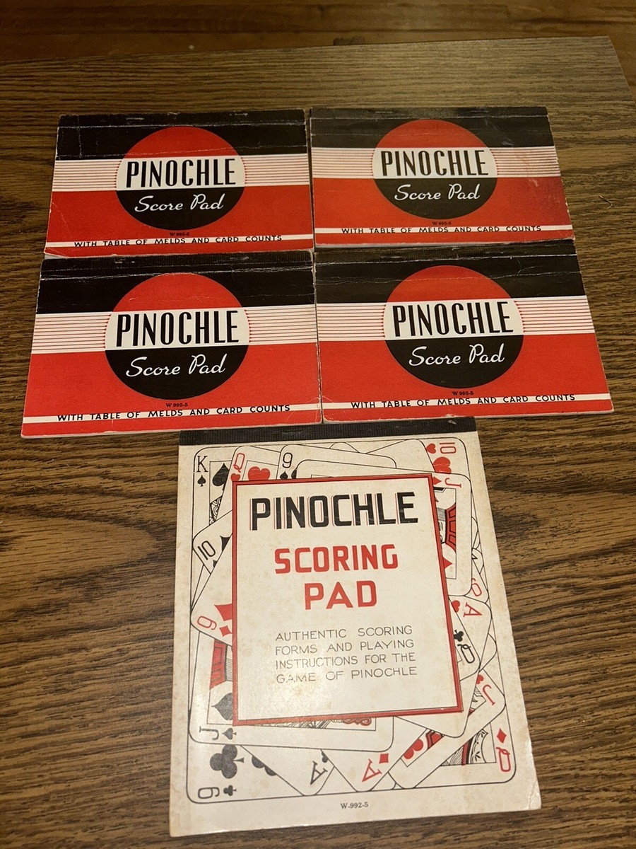 Vintage Lot Of (5) Pinochle Playing Card Scoring Score Pads