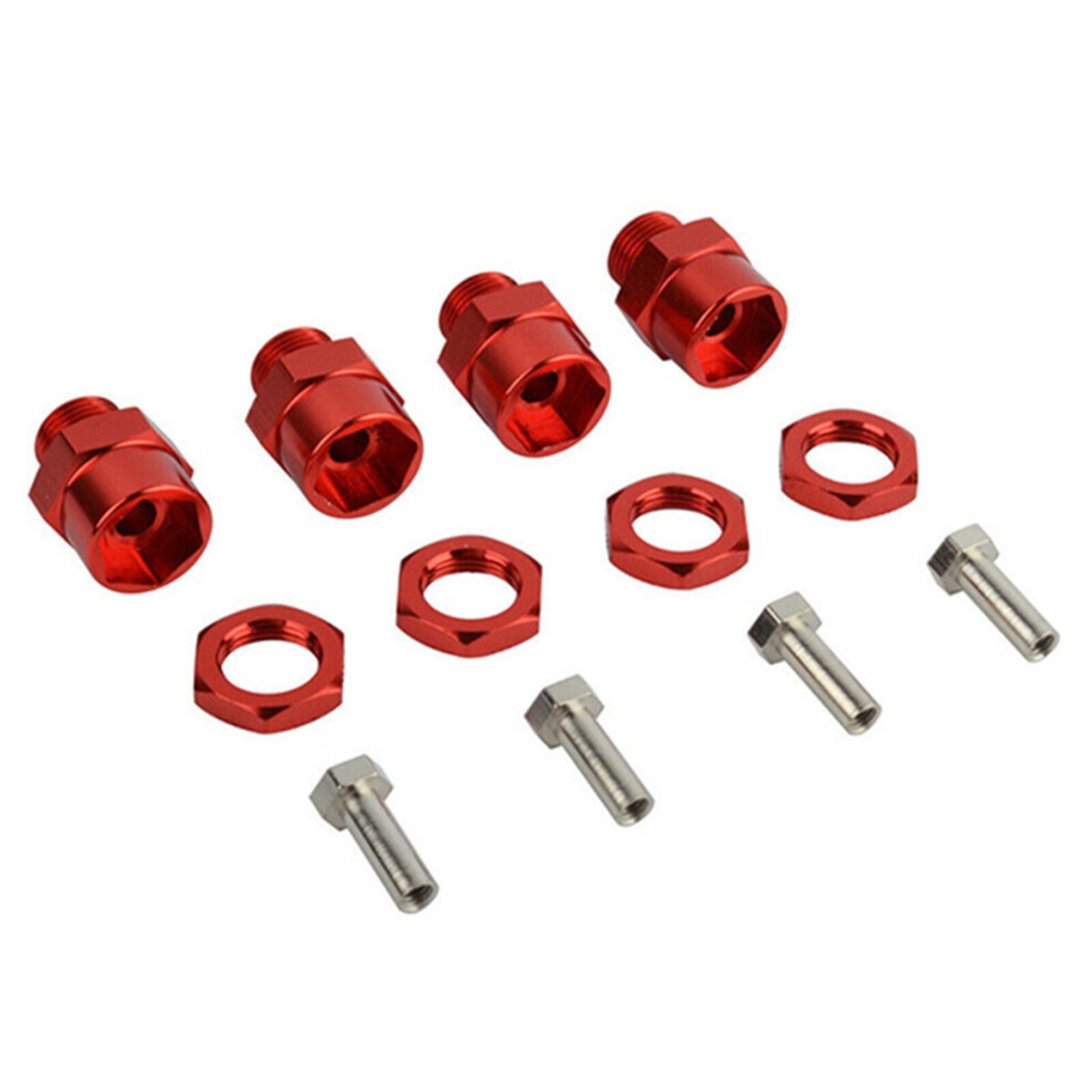FLYXM 4Pcs 12mm To 17mm Metal Wheel Hex Hub Adapters For 1/10 RC Cars – Extended 5mm, Alloy