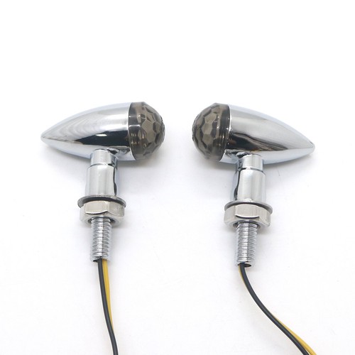 Chrome Metal LED Mini Bullet Smoke Spherical Lens Turn Signal Indicators Light - Picture 5 of 9