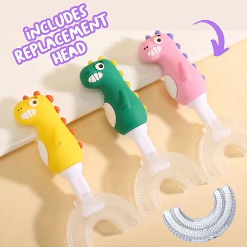 Cheeky Dinosaur U-Shaped Sensory Toothbrush with Extra Replacement Head - Picture 2 of 11