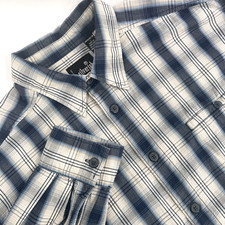 LEVI'S SILVERTAB Men s Sz L Vintage White/Blue Plaid Long-Sleeve Button-Up Shirt