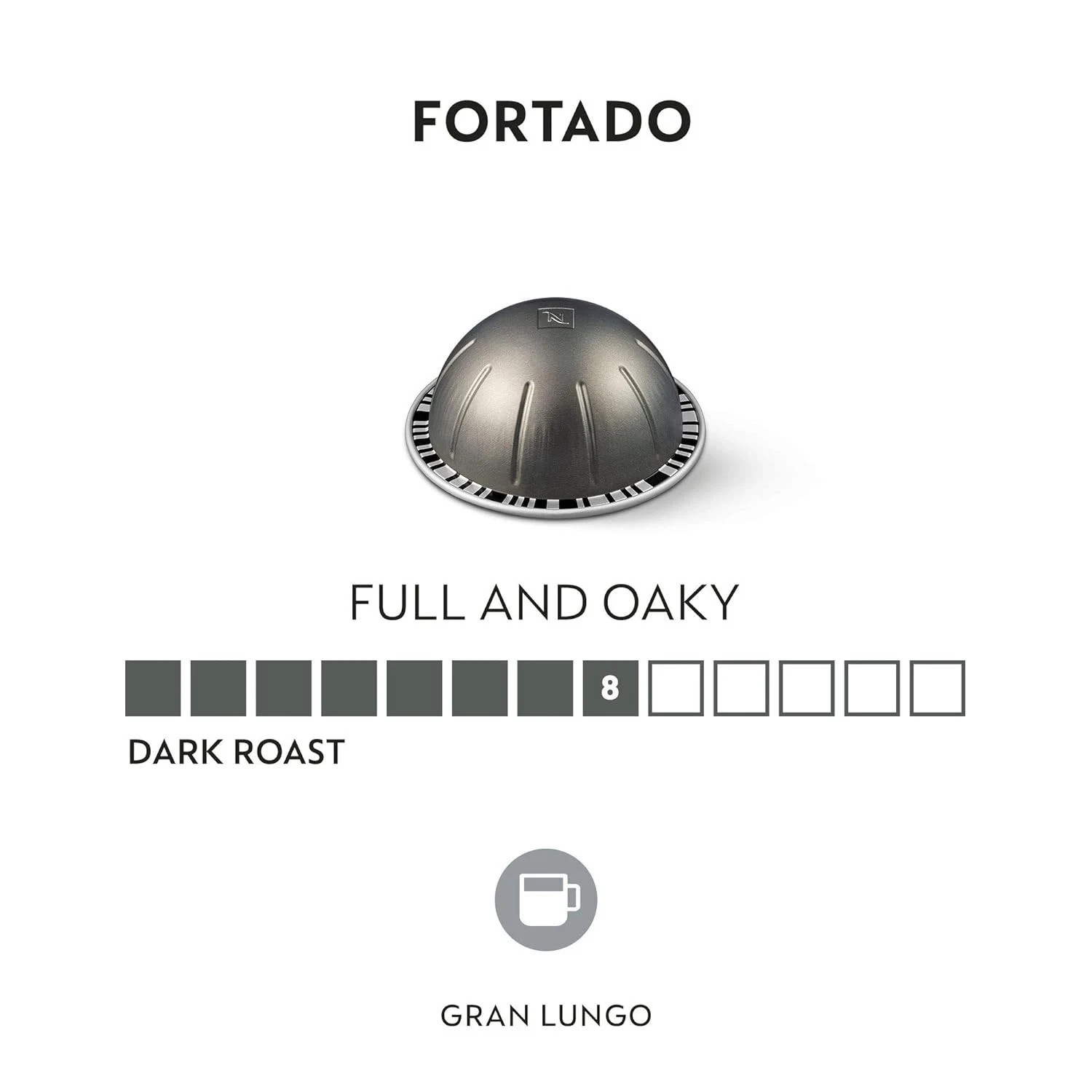 Nespresso Vertuo, Fortado Gran Lungo Americano, Dark Roast Pods,100ct LOOSE/BULK