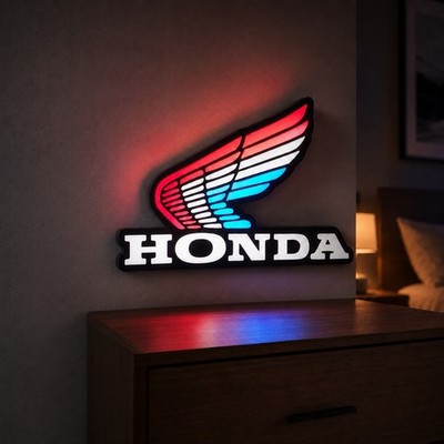 Honda Vintage LED Light Box Sign 9  USB Motorcycle Garage Wall Decor Gift