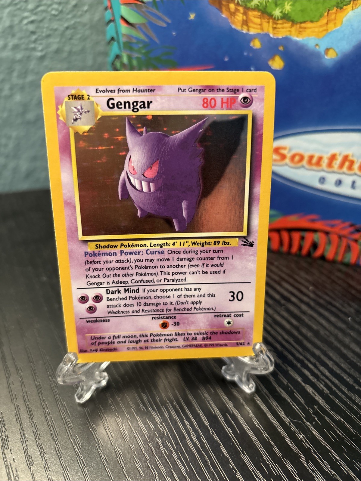 Pokémon TCG Gengar Fossil Holo Card 5/62 Unlimited Rare LP