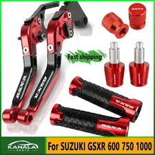 1Sets For SUZUKI GSXR 600 750 1000 CNC Brake Clutch Levers Handle Grips Cap New
