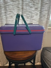 Vintage Eagle Craftstor Sewing Tote Box Storage Purple w Tray And Accessories