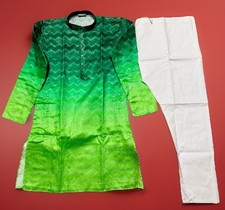 NWT Men's Kurta PAJAMA SET SZ 40 M/L lime green OMBRE' GOLDEN India-USA seller