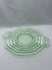 Green Depression Era Uranium Glass Art Deco Handled Serving Tray -Tea Room Style