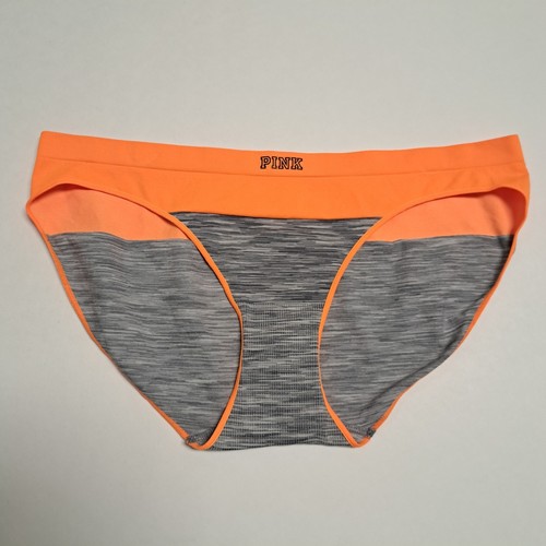 vintage 2015 Victoria’s Secret Extra Low Rise Bikini L Panties Orange gray - Picture 1 of 8