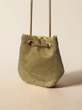 Urban Expressions Gold Beaded Mini Bucket Bag / Evening Bag