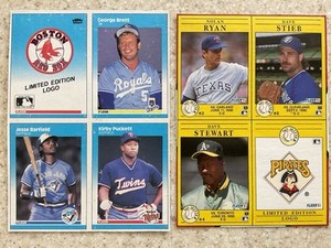 1987 & 1991 Fleer Baseball Box Bottom Uncut Cards (8 Cards) Nolan Ryan K.Puckett