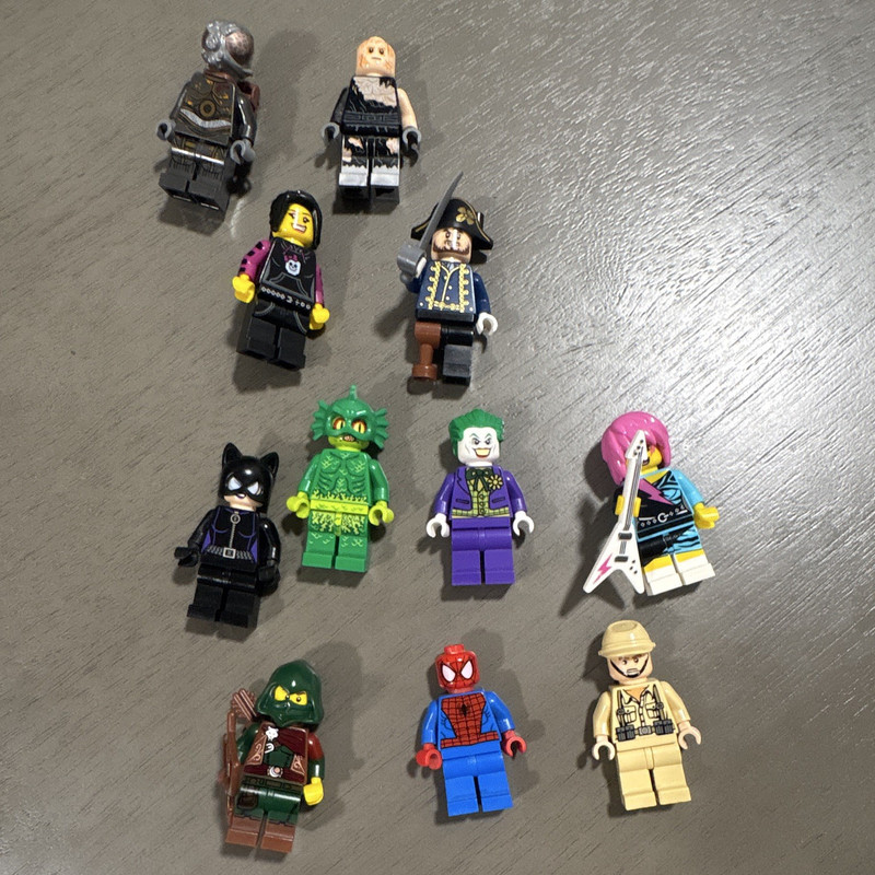 LEGO Minifigure Lot of 10 Assorted Characters Catwoman Joker Spider-Man