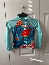 Lands  End Kids Long-Sleeve Swim Rash Guard with Coral Reef Print Size small
