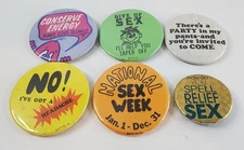 Vtg Sex Button Pin Pinback Humor Lot of 6