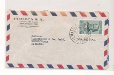 D384363 Venezuela 1954 Airmail Cover Caracas Worms Germany