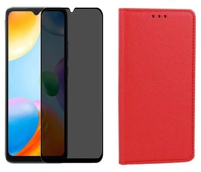 Hülle für Xiaomi Redmi A1/A2 Rot + Hartglas Anti Spion - Schutzhülle