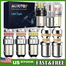 2X BAY15D 1157 WHITE RED LED STOP BRAKE TAIL LIGHT BULBS GLOBE BRIGHT ERROR FREE