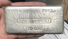 20 OZ SILVER VINTAGE ENGELHARD BAR SCARCE .999+ SERIAL #78435 B388
