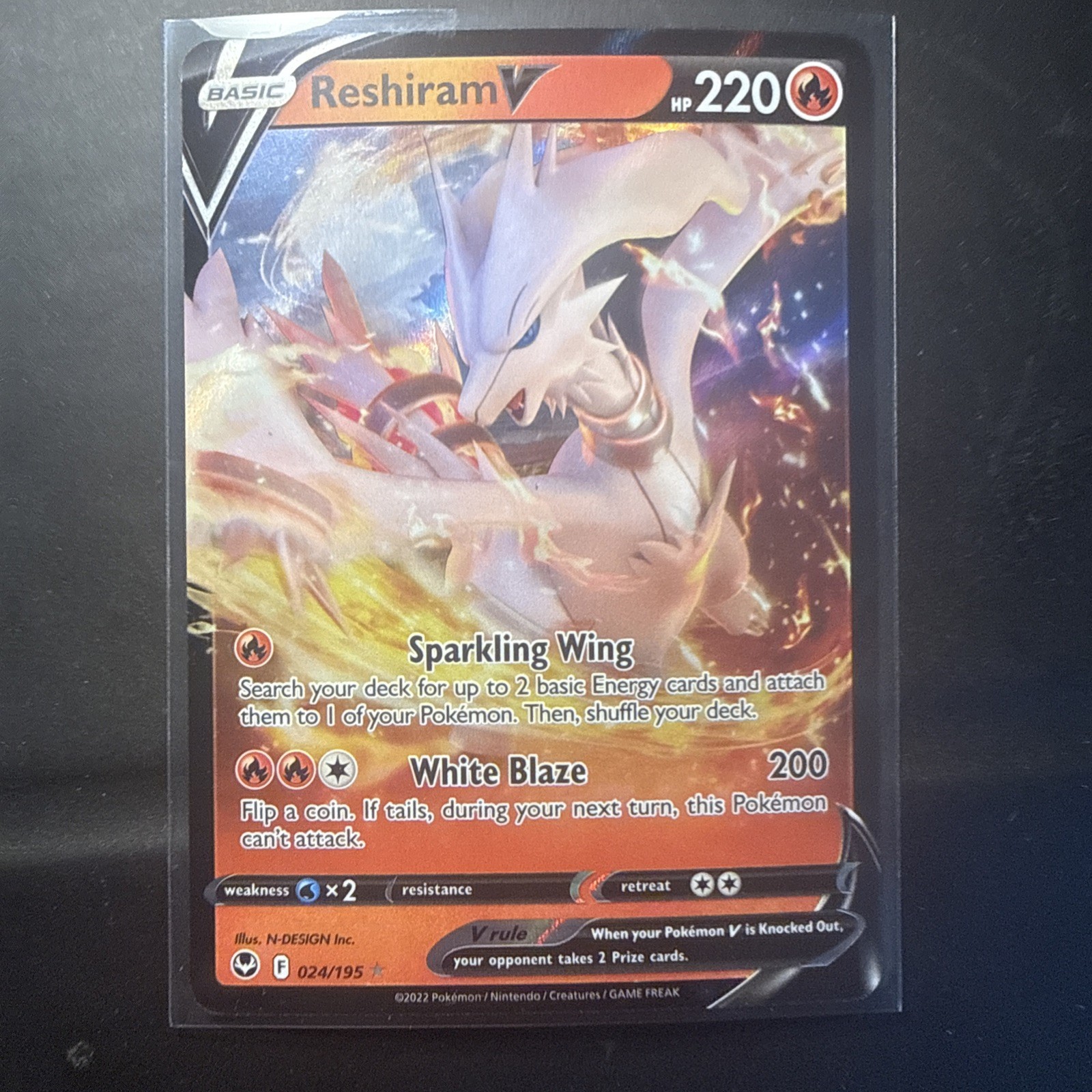 Reshiram V Hp 220 Holo Pokemon Card 2022 #190