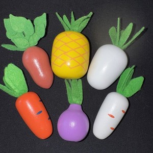 Mixed Lot Happy Farm Wooden Fruits & Vegetables Montessori Early Education Toys